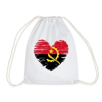 Angola Herz Flagge Fahne Wappen - Turnbeutel - Weiß - Vorne