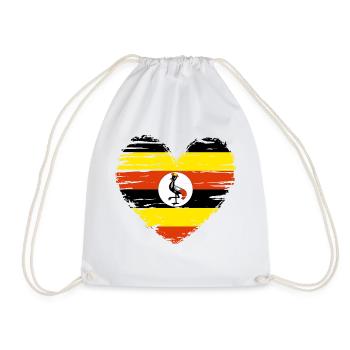 Uganda Heart Flag Flag Coat of Arms - Drawstring Bag - white - Front