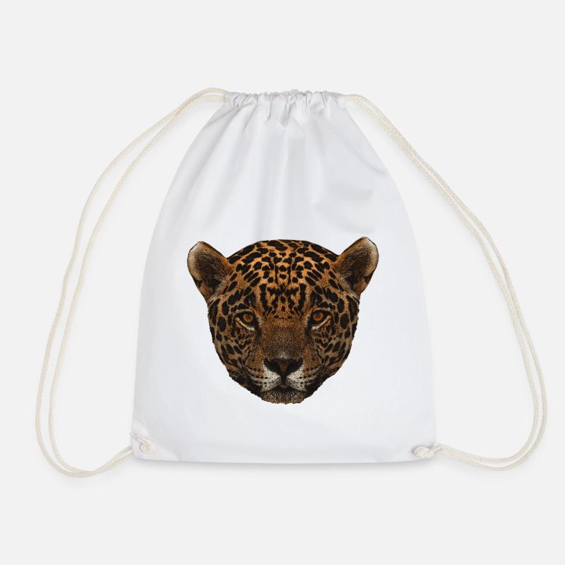 pretty big cats, big cat onca face - Drawstring Bag - white