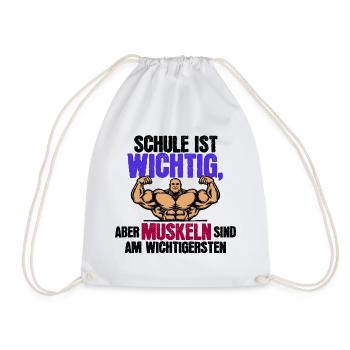 Fitness Lustige Sprüche Muskeln - Turnbeutel - Weiß - Vorne