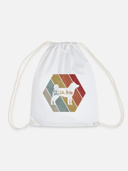 Shiba Inu Retro Hund Silhouette Haustier Geschenk - Turnbeutel - Weiß