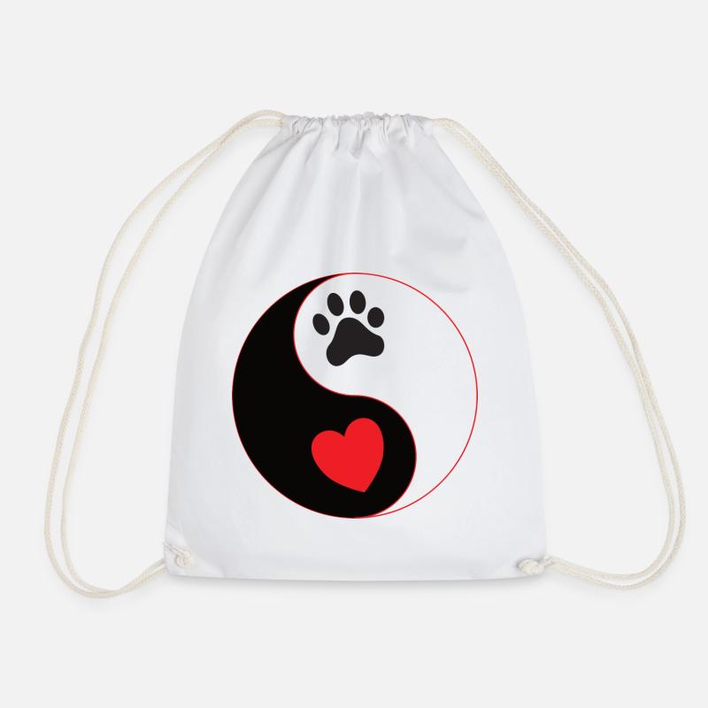 Hund - yin & yang Pfote mit Herz Hundeschule Gassi - Turnbeutel - Weiß
