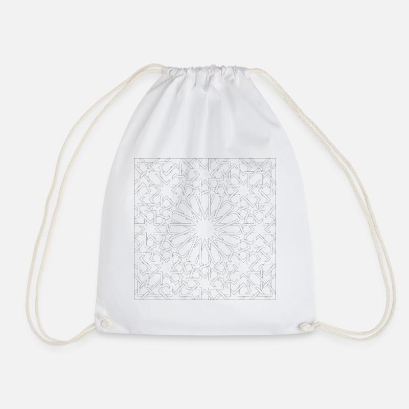pattern maroc black and white - Drawstring Bag - white