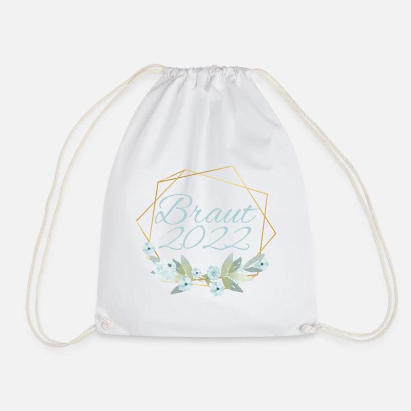 Blue Eucalyptus Boho - Bride 2022 - Drawstring Bag - white
