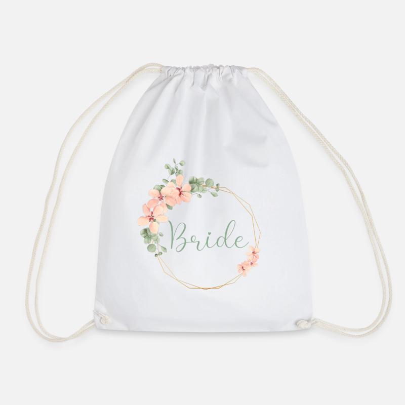 Lovely Eucalyptus - Bride - Drawstring Bag - white