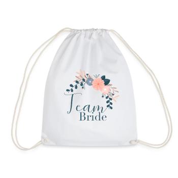 Flower Boho - Team Bride - Drawstring Bag - white - Front
