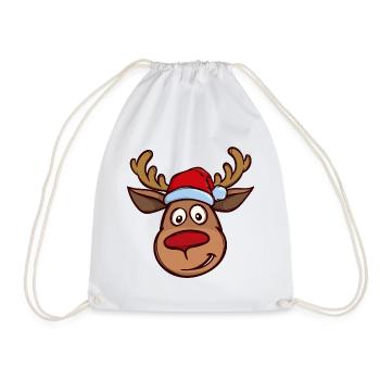 Noël renne visage - Sac de sport léger - blanc - Devant