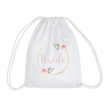 Pink Eucalyptus - Bride - Drawstring Bag - white - Front