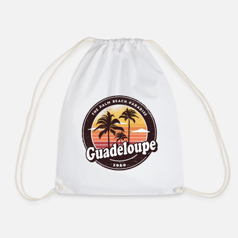 Guadeloupe Vintage Beach Design / Geschenkidee - Turnbeutel - Weiß