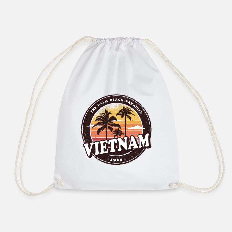 Vietnam Vintage Beach Design / Geschenkidee - Turnbeutel - Weiß