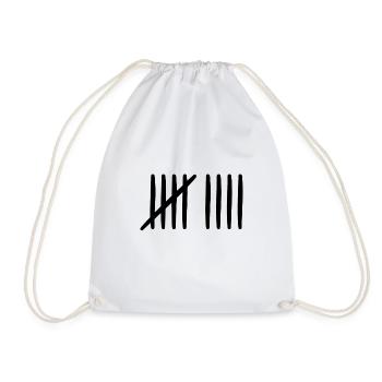 9th birthday tally sheet 9 years old - Drawstring Bag - white - Front