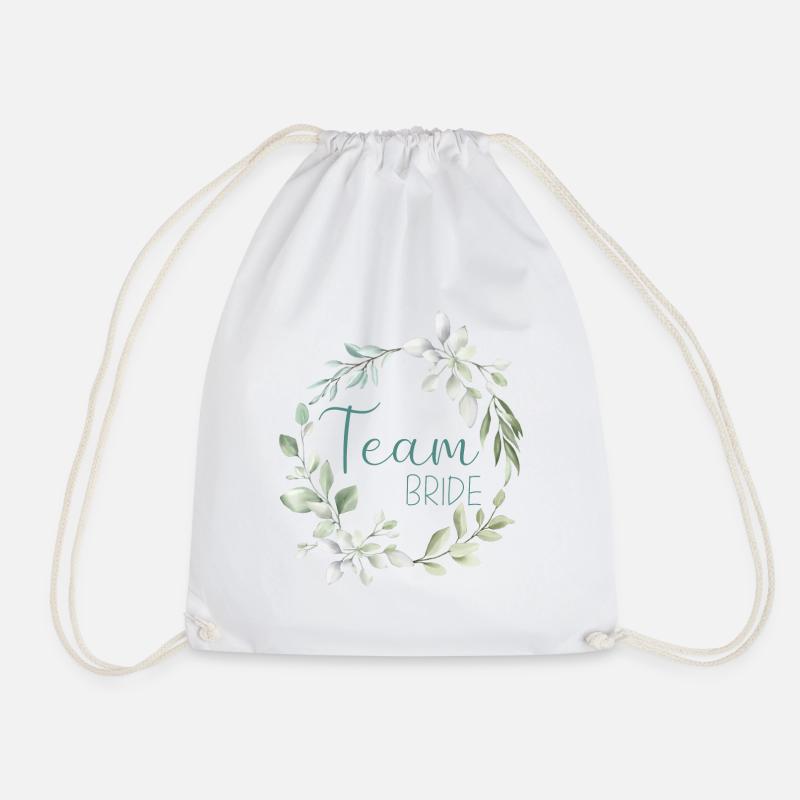 Blätterzweig - Team Bride - Turnbeutel - Weiß