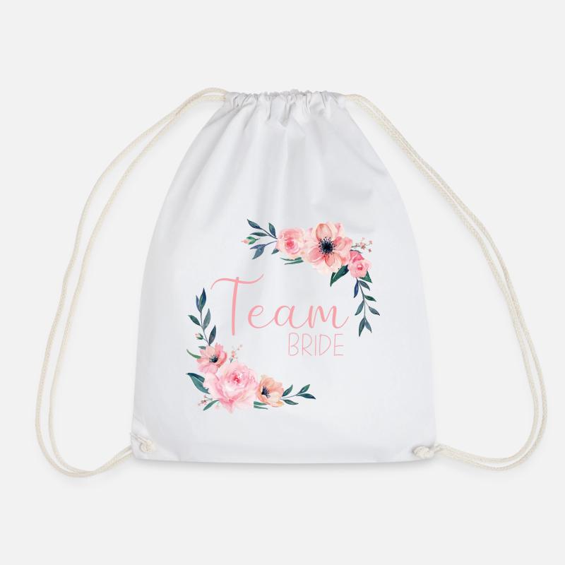 Rose Frame - Team Bride - Drawstring Bag - white