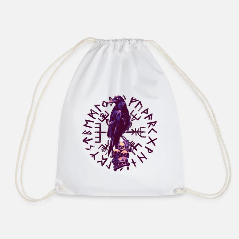 Viking Raven - Drawstring Bag - white