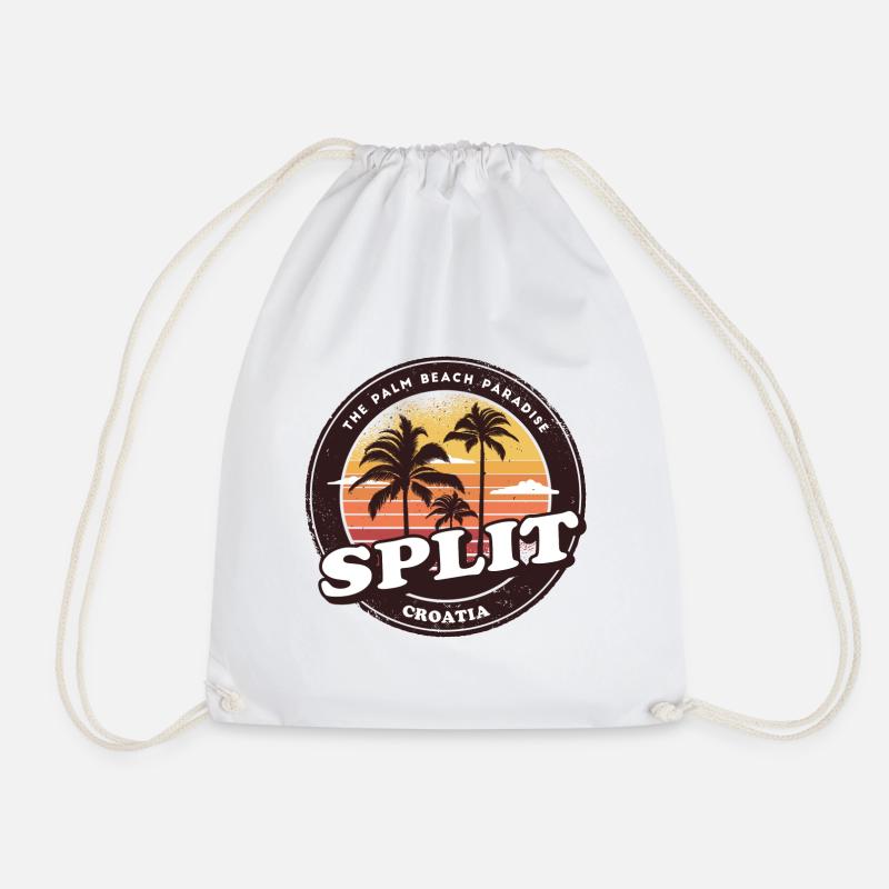 Split Kroatien Vintage Beach Design - Turnbeutel - Weiß