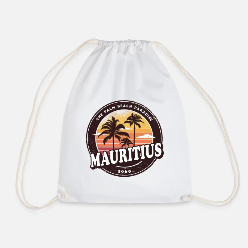 Mauritius Vintage Beach Design / Geschenkidee - Turnbeutel - Weiß