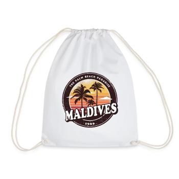 Malediven Vintage Beach Design / Geschenkidee - Turnbeutel - Weiß - Vorne