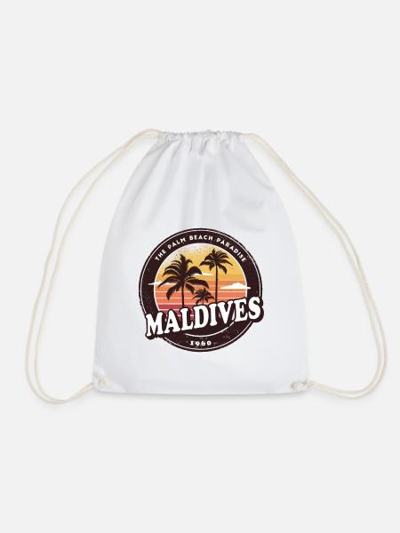 Malediven Vintage Beach Design / Geschenkidee - Turnbeutel - Weiß