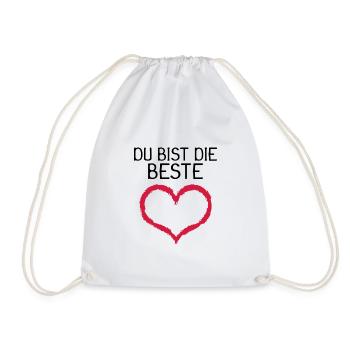 Du bist die Beste Herz Geschenk - Turnbeutel - Weiß - Vorne