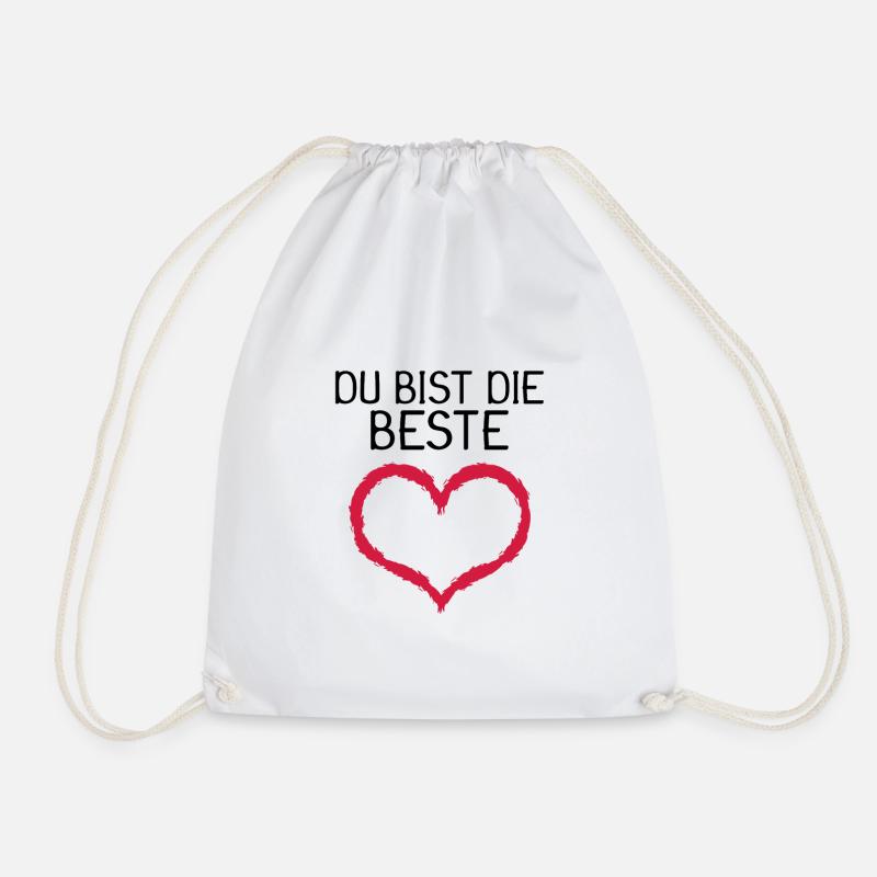Du bist die Beste Herz Geschenk - Turnbeutel - Weiß