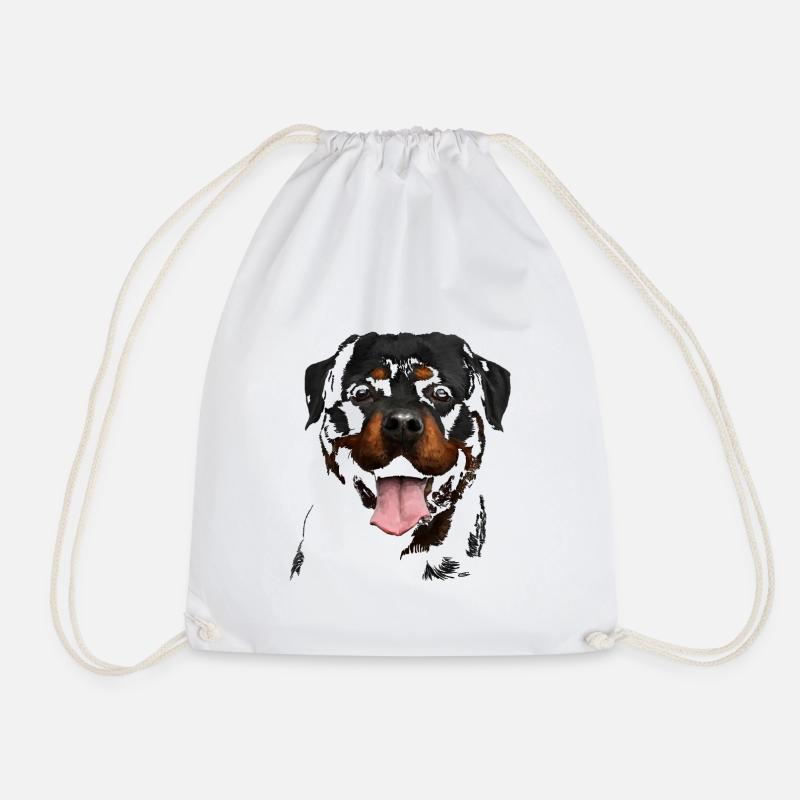 Rottweiler - Drawstring Bag - white