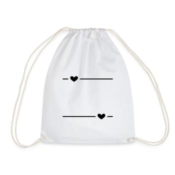 Line Heart Black - Drawstring Bag - white - Front