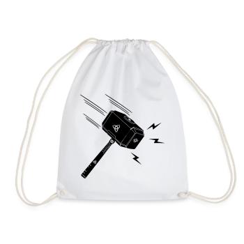 Hammer of thor Thor s hammer Mjolnir lightning stral - Drawstring Bag - white - Front