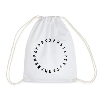 Rune alphabet in circle Symbols - Drawstring Bag - white - Front