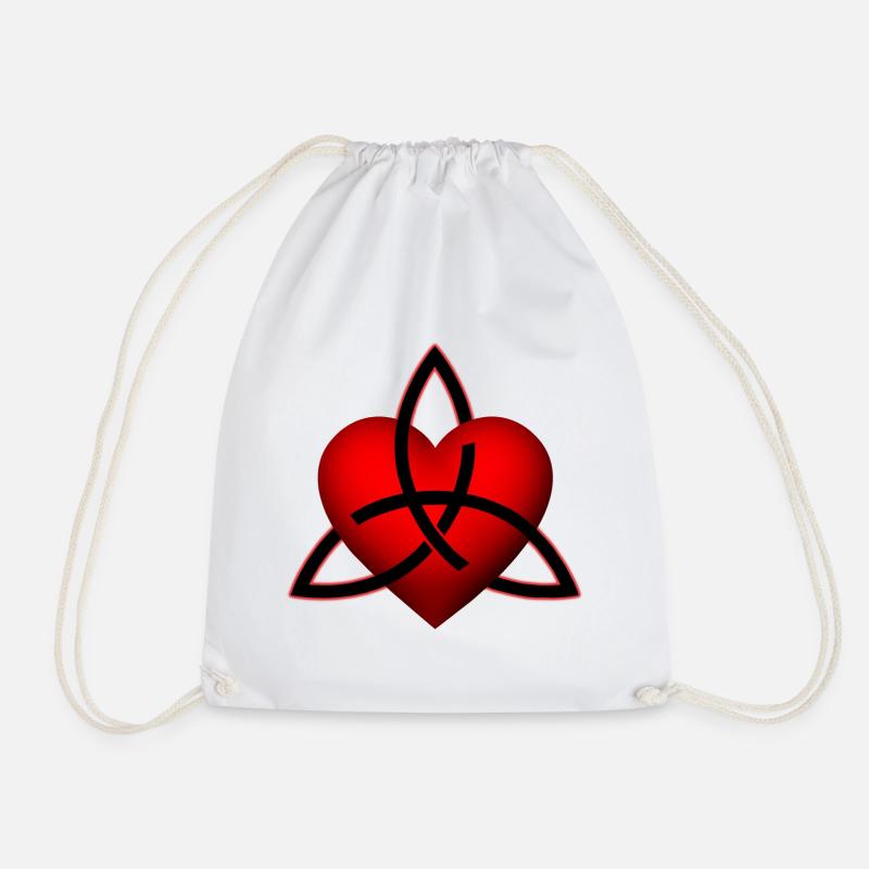Celtic Heart Pattern - Drawstring Bag - white