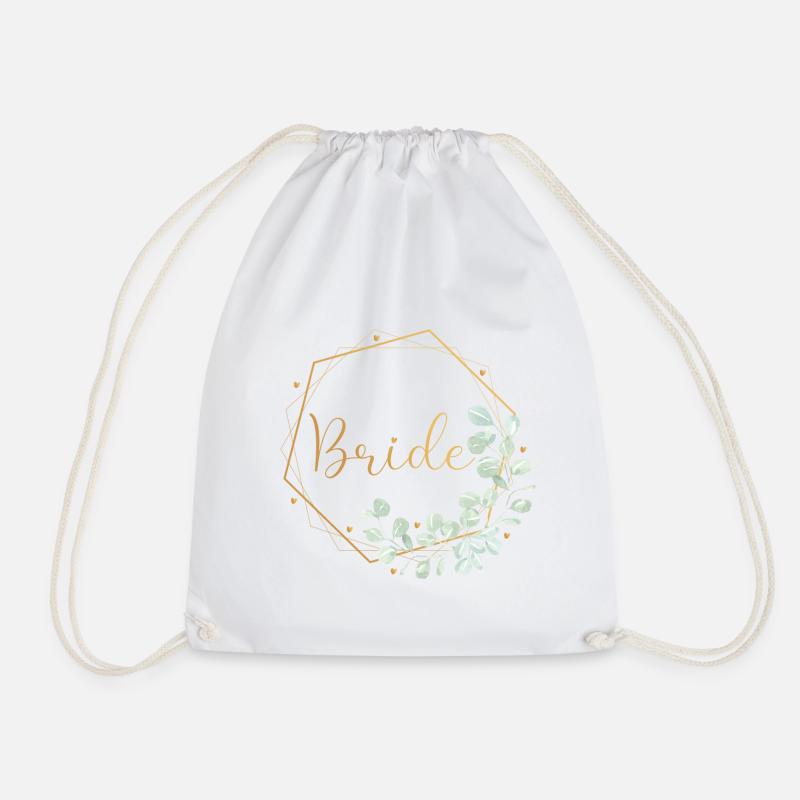 Eukalyptus Herz Mint - Bride - Turnbeutel - Weiß
