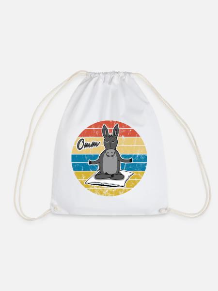 Yoga Esel Meditation Retro Vintage Omm Geschenk - Turnbeutel - Weiß