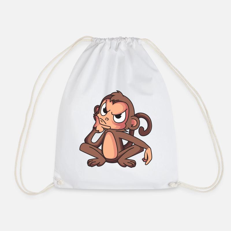Clever Monkey - Drawstring Bag - white