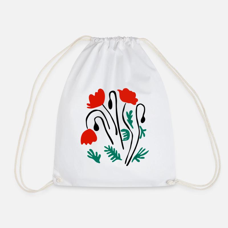 Poppies Matisse inspired - Drawstring Bag - white