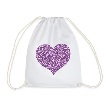 Heart Infinity 3D - Purple - Drawstring Bag - white - Front