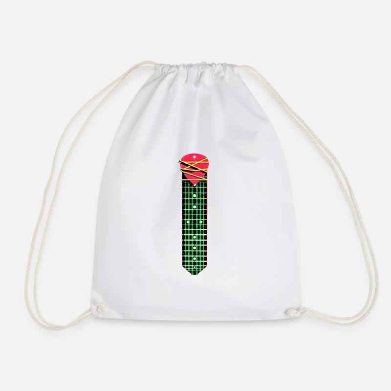 GUITAR NECK TIE - Drawstring Bag - white