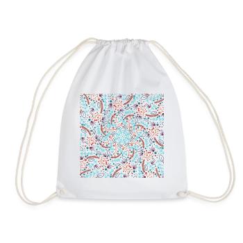 Floral Spiral Pattern - Drawstring Bag - white - Front