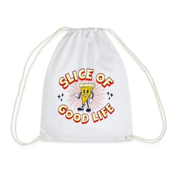 PIZZA SLICE OF GOOD LIFE - Drawstring Bag - white - Front