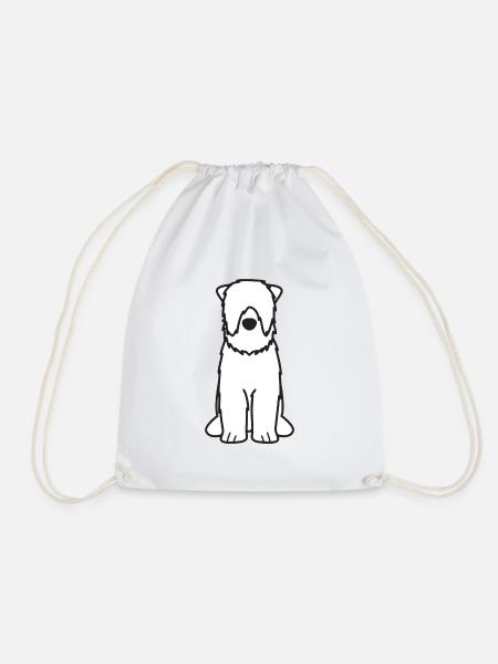 Schwarzer Russischer Terrier Hund Cartoon Kawaii Illustrat - Turnbeutel - Weiß