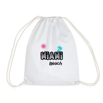 MIAMI Beach rosa / blaues Logo - Turnbeutel - Weiß - Vorne