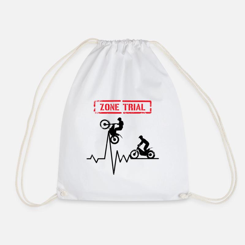 Zone trial - Heartbeat Moto Trial - Drawstring Bag - white