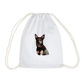 Australian Kelpie Dog Watercolor Illustration - Drawstring Bag - white - Front