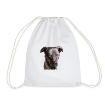 Cursinu Dog Watercolor Sketch Illustration - Drawstring Bag - white - Front