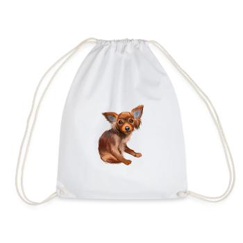 Russian Toy Dog Watercolor Illustration - Drawstring Bag - white - Front