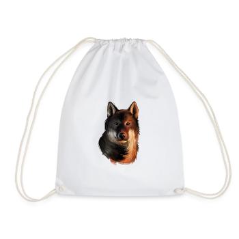 Shikoku Dog Watercolor Sketch Illustration - Drawstring Bag - white - Front