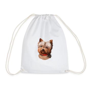 Yorkshire Terrier Dog Watercolor Illustration - Drawstring Bag - white - Front
