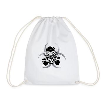 Gas mask / radioactive logo background - Drawstring Bag - white - Front