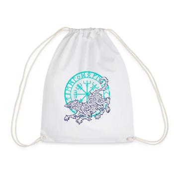 Nordisches Design Fenrir und Vegvisir - Turnbeutel - Weiß - Vorne