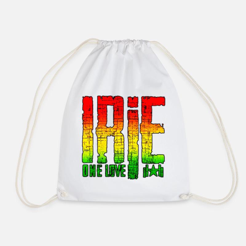 Reggae Peace Symbols on Graffiti Background - Drawstring Bag - white