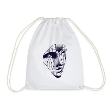 Visage robotique dessin 3D lignes & dotwork art - Sac de sport léger - blanc - Devant