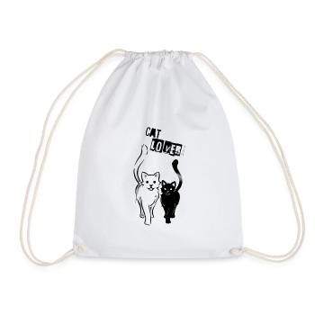 CAT LOVER - Cat Lovers / Black & White - Drawstring Bag - white - Front